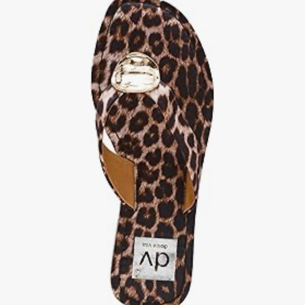 Dolce Vita Women's 8 Leopard Flip Flops Gold - Picture 2 of 5